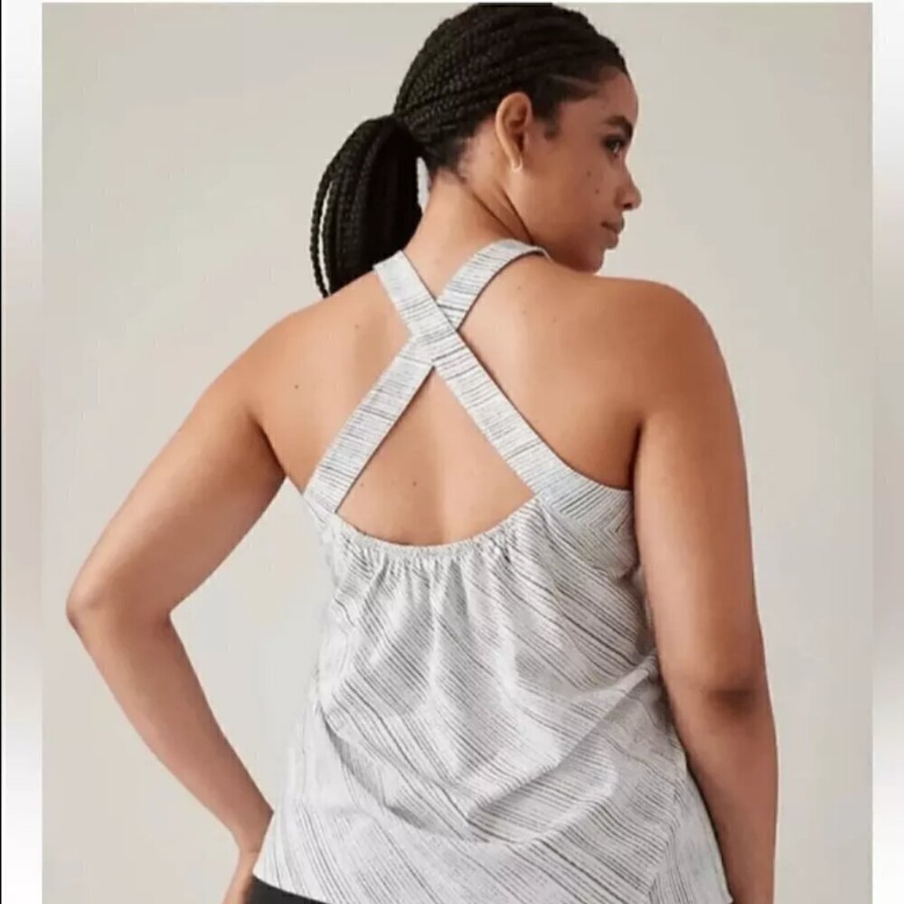 ATHLETA Arrival Tank Amara Stripe Size XS White & Black Strip #587950 - MSRP $79